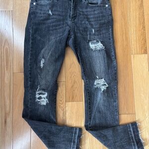 Judy Blue Charcoal Black Distressed Denim Jeans Size 5/27